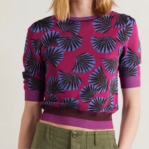 Diane Von Furstenberg Pink and Blue Patterned Sweater